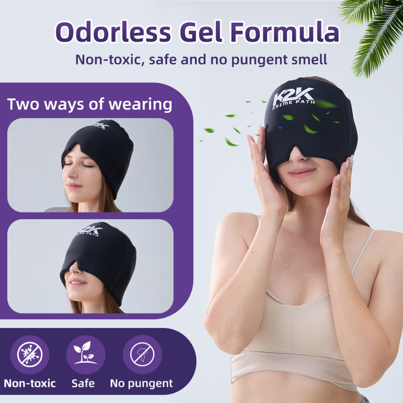 K2K PrimePath Migraine Relief Cap hot and cold gel head wrap