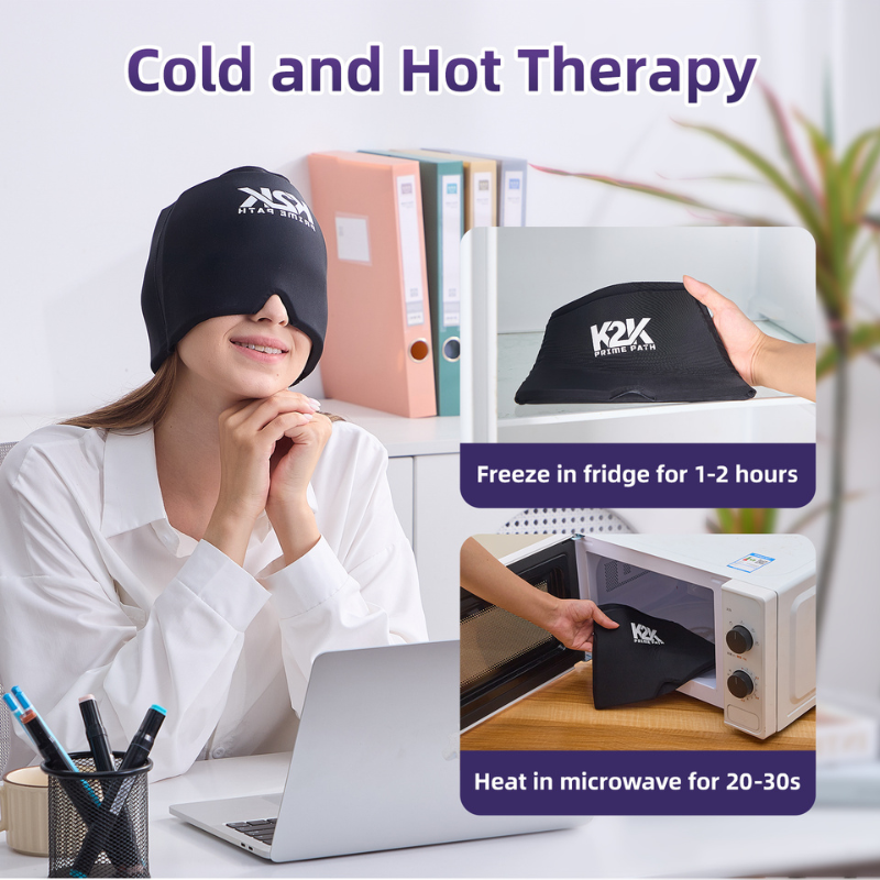 K2K PrimePath Migraine Relief Cap hot and cold gel head wrap